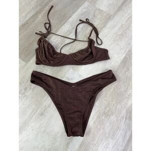 Abercrombie & Fitch Brown Sparkle Shimmer Bikini Set Size Small